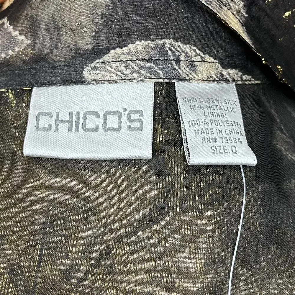 Chico's Silk Goldie Floral Tropez Jacket Size 0 - Picture 7 of 8